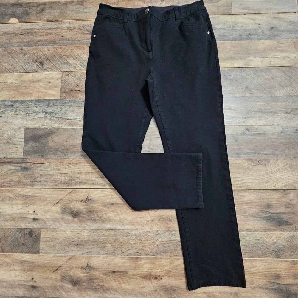 Chico's So Lifting Black Straight-Leg Pants Size 1‎ Short Stretch Cotton Blend